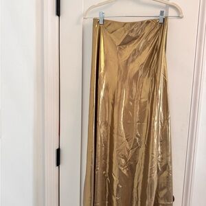 Zara Shimmering Gold A-Line Skirt
